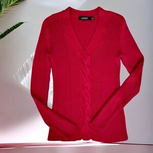 Lauren Ralph Lauren Black Label Sweater Cable Knit Long Sleeves Stretch …